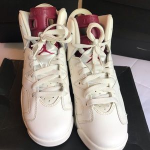 White/Burgundy Air Jordan 6s